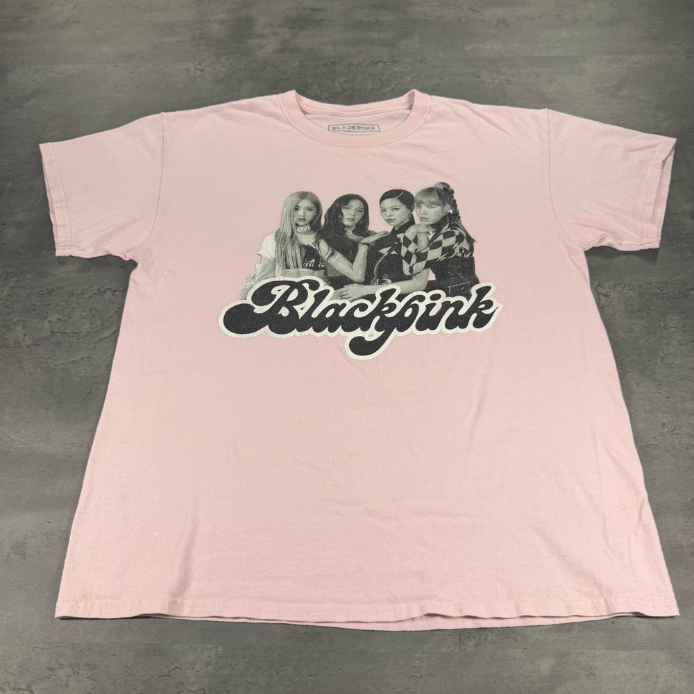 BLACKPINK Pink Graphic T-Shirt K-Pop Merch Group Band Photo‎ World Tour Merch